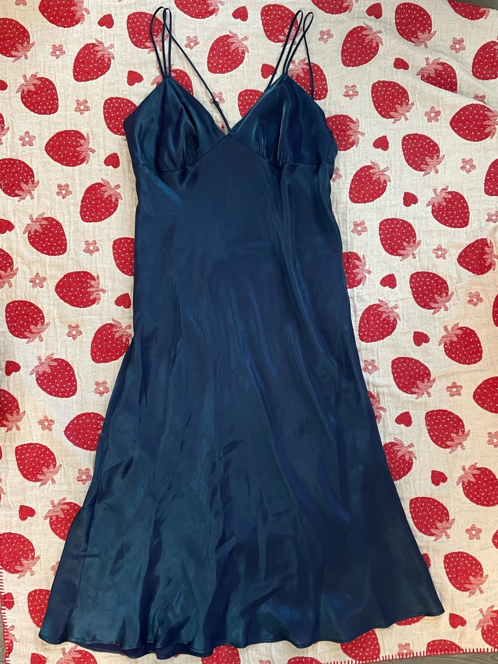 wild fable Iridescent Blue Maxi Slip Dress with Adjustable Straps - Picture 4 of 11